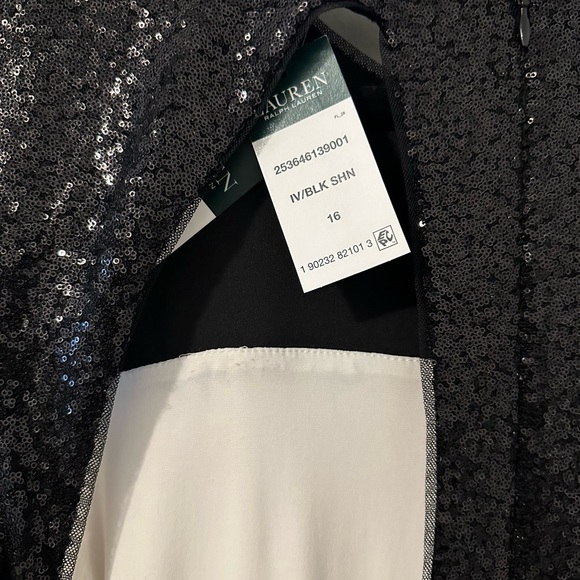 Lauren by Ralph Lauren Evening Gown- Black Sequin and Ivory - Picture 6 of 9
